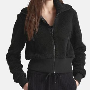LAUREN by Ralph Lauren Faux-Shearling Full-Zip Polo Black women's petite jacket